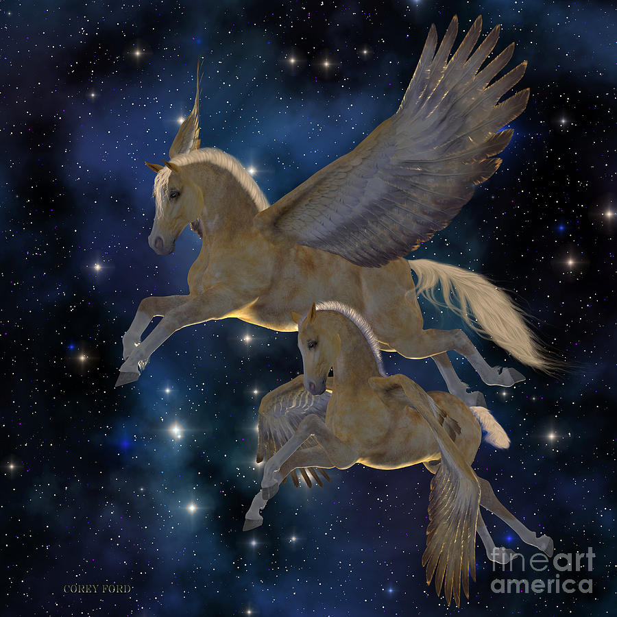 Pegasus Pair Painting by Corey Ford