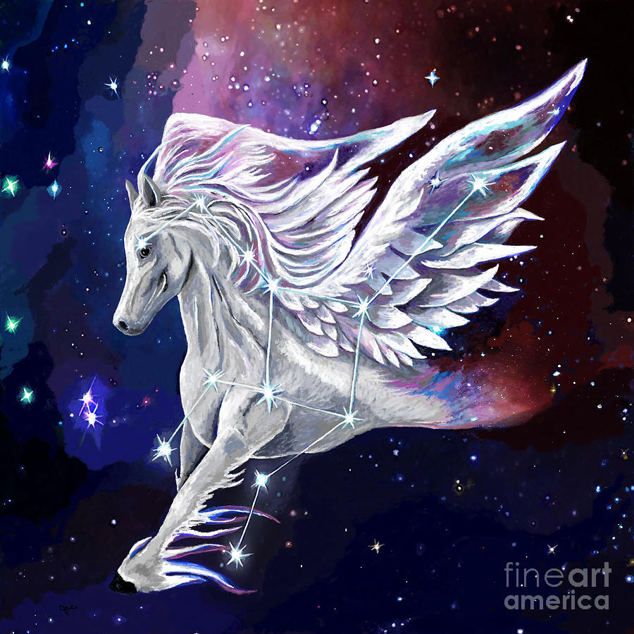 Pegasus Rising Constellation Painting by Jackie Case