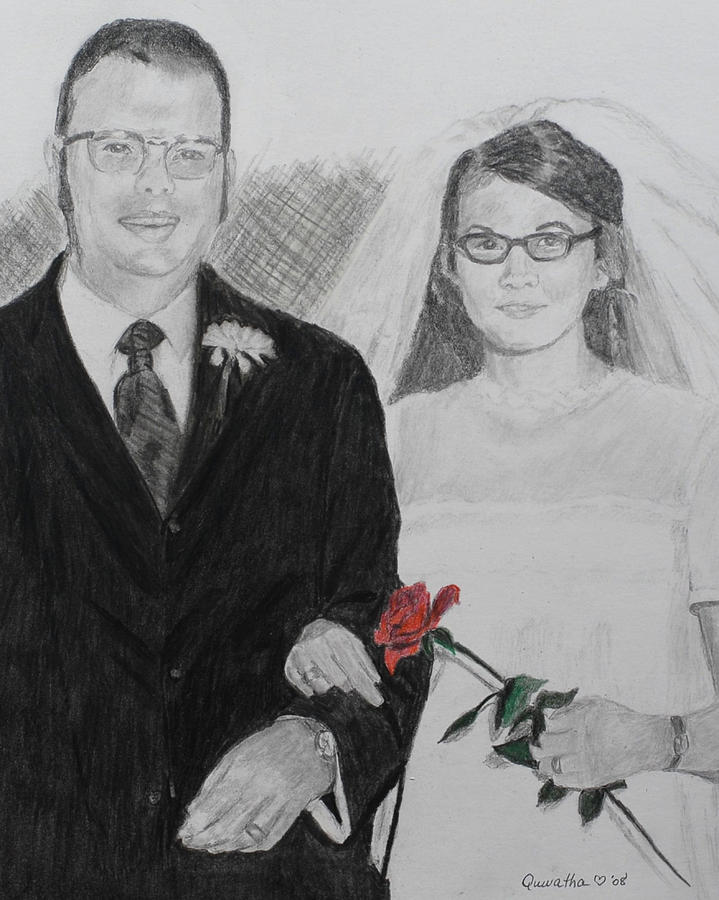 Peggy and John Taylor Wedding Portrait Painting by Quwatha Valentine