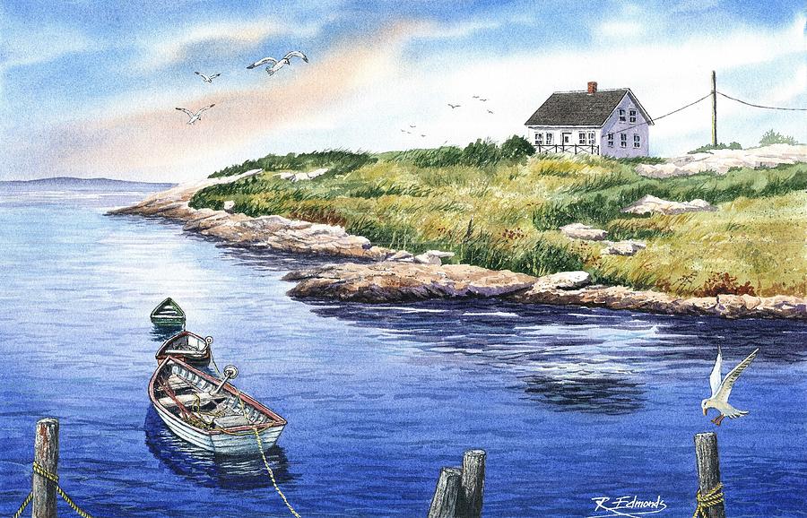Boat Painting - Peggys Cove Cottage by Raymond Edmonds
