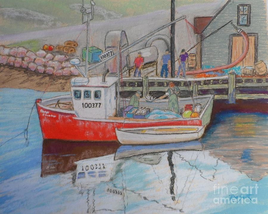 Peggys Cove  Fishermen Pastel by Rae  Smith