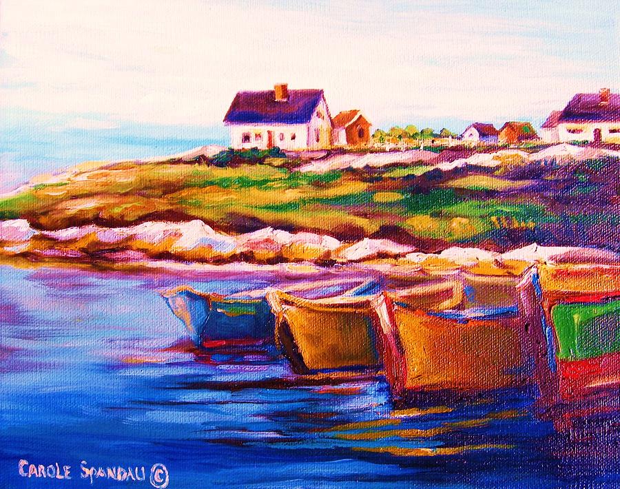 Row Boats Painting - Peggys Cove  Four  Row Boats by Carole Spandau