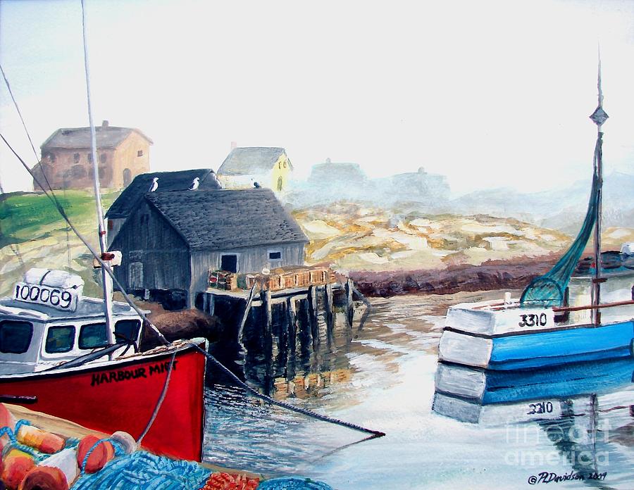 Peggys Cove Harbour Painting by Pat Davidson