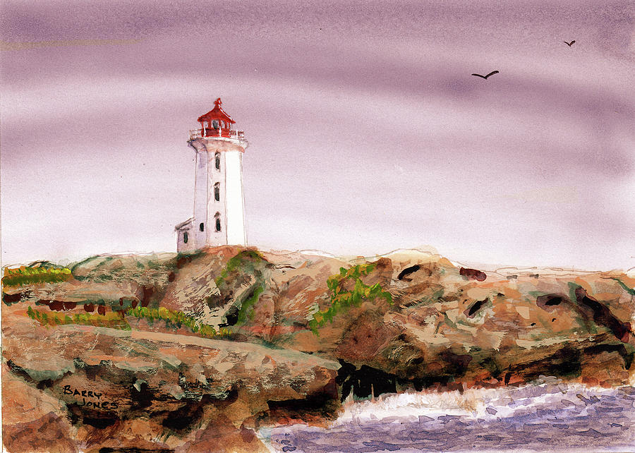 Peggys Cove Light House Painting by Barry Jones