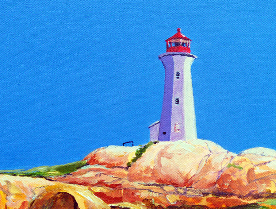 Peggys Cove Lighthouse Painting by Anne Marie Brown