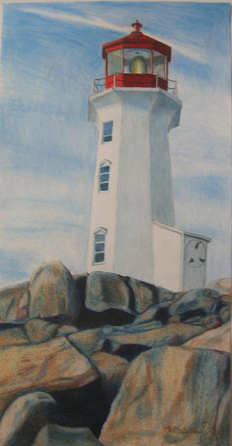 Landscape Drawing - Peggys Cove Lighthouse by Matthew Handy