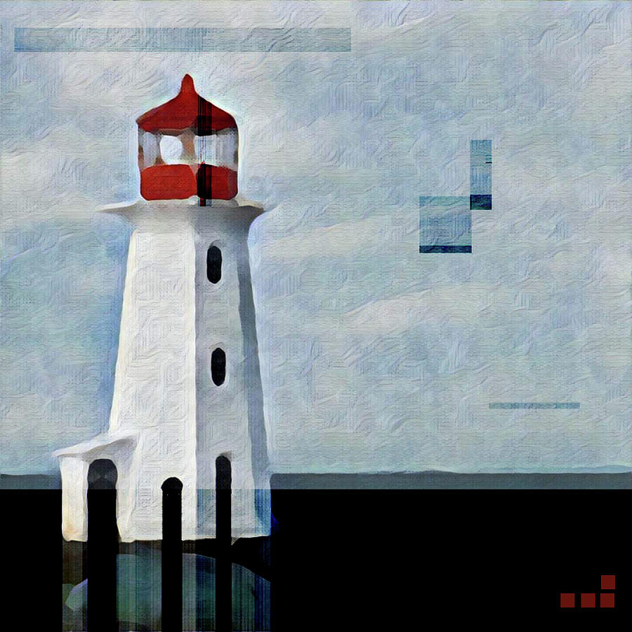 Abstract Mixed Media - Peggys Cove Lighthouse Painterly Look by Carol Leigh