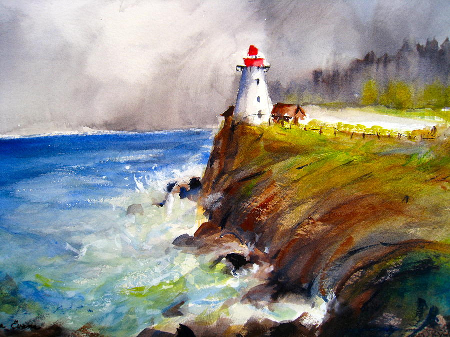 Peggys Cove Painting by Myra Evans
