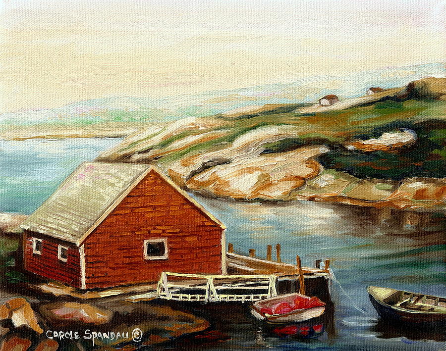 Peggys Cove Nova Scotia Landmark Painting by Carole Spandau