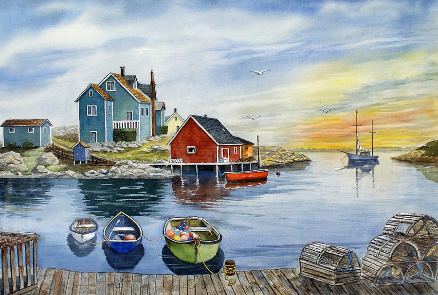 Boat Painting - Peggys Cove  by Raymond Edmonds