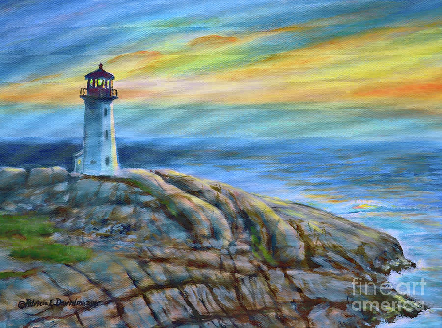 Peggys Cove Sunset Painting by Pat Davidson