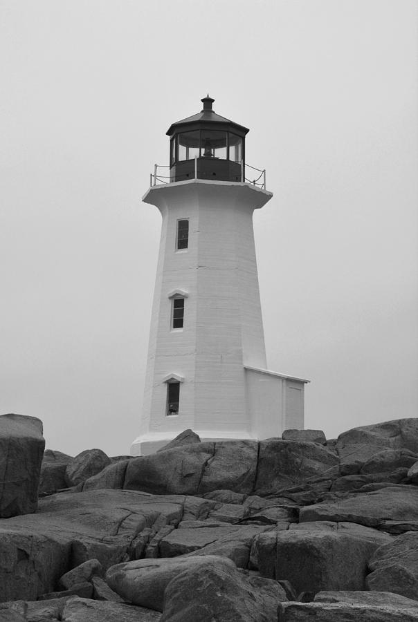 Peggys Point Lighthouse B n W Photograph by Richard Andrews