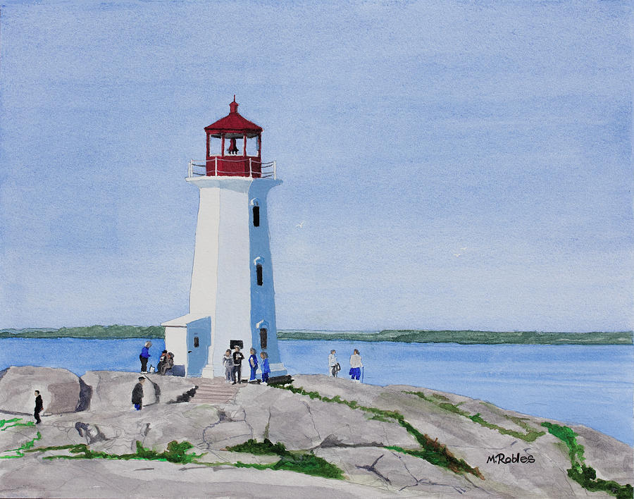 Peggys Point Lighthouse Painting by Mike Robles