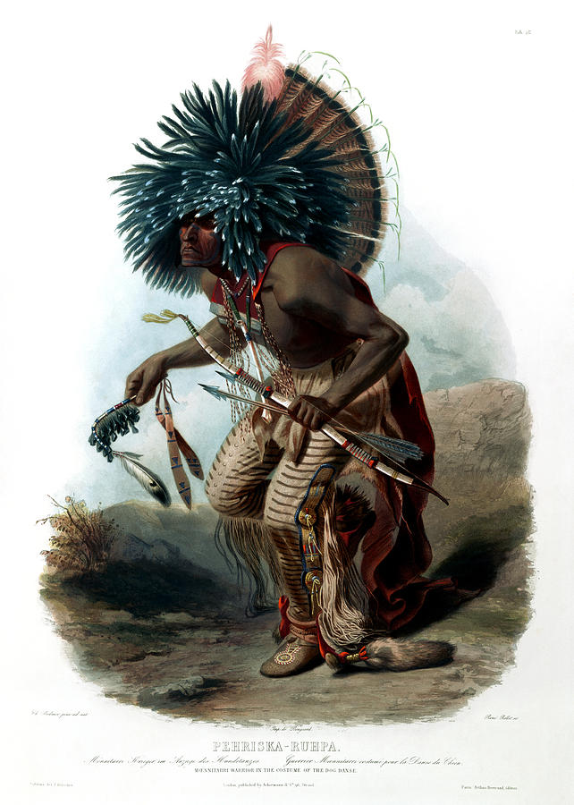 Pehriska-Ruhpa of the Dog Society of the Hidatsa tribe of Native Americans Painting by Karl Bodmer