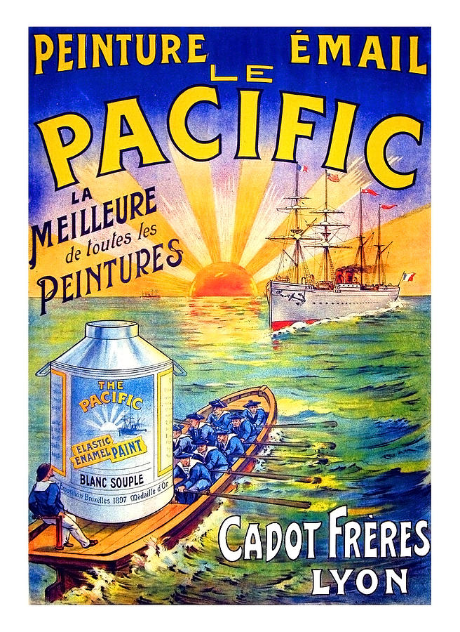 Peinture Email Le Pacific vintage advertising poster Painting by Long Shot