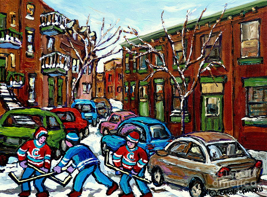 Peintures De Montreal Scene De Pointe St Charles Rue Grand Trunk Painting by Carole Spandau