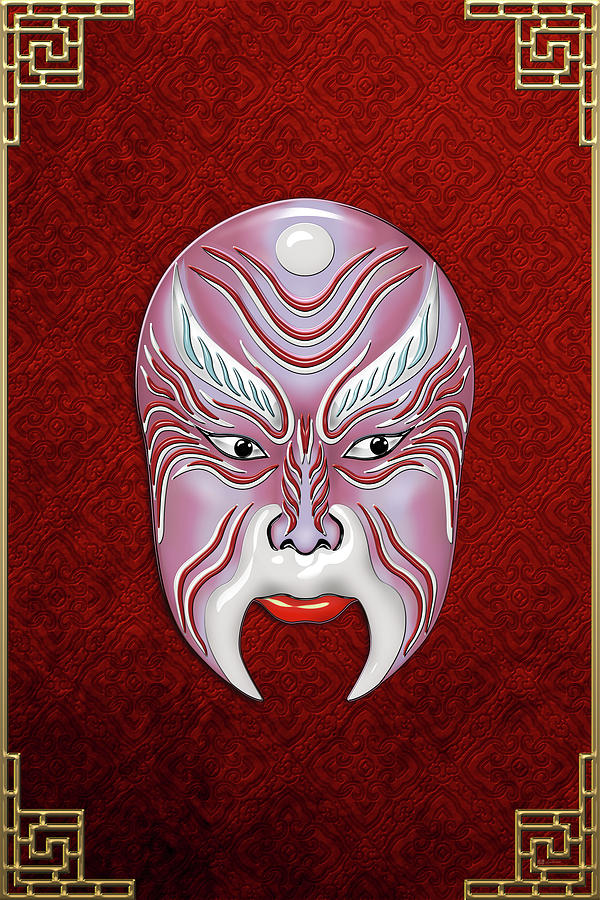 Peking Opera Face-paint Masks - Jiang Shang Digital Art by Serge Averbukh