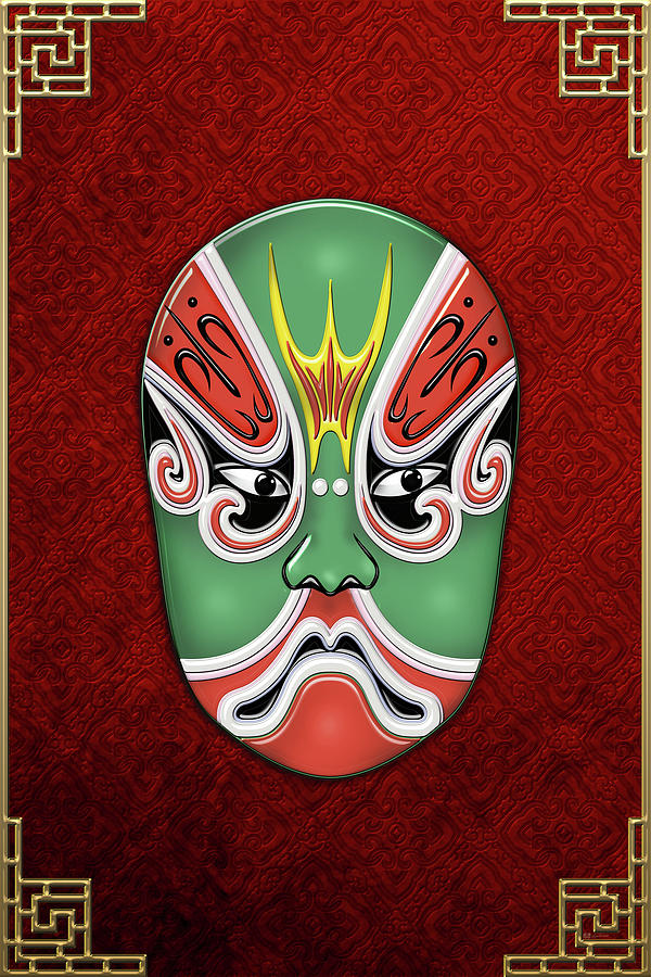 Peking Opera Face-paint Masks - Zheng Lun Digital Art by Serge Averbukh