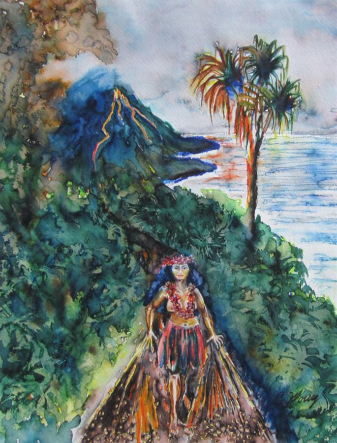 Pele The Fire Goddess Painting by Christine Kfoury