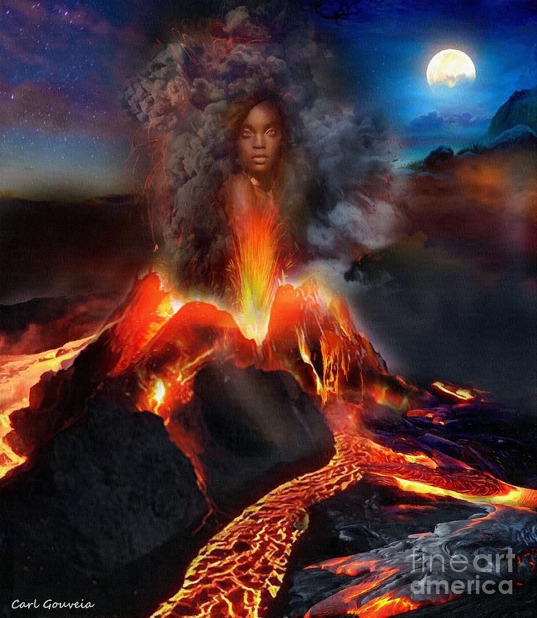 Pele - Volcano Goddess Mixed Media by Carl Gouveia