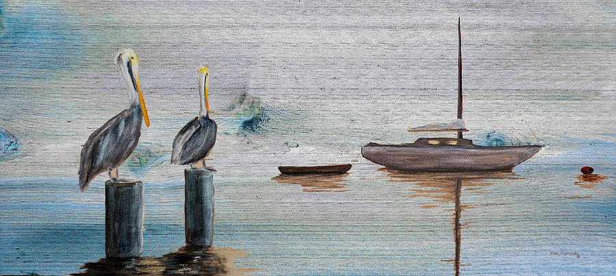 Key Painting - Pelican Bay On Wood by Ken Figurski