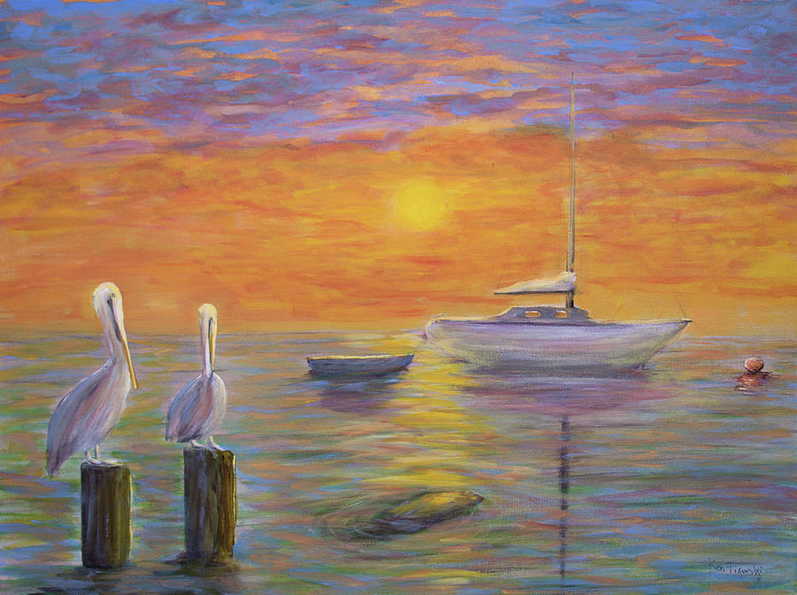 Pelican Bay Sunset Painting by Ken Figurski