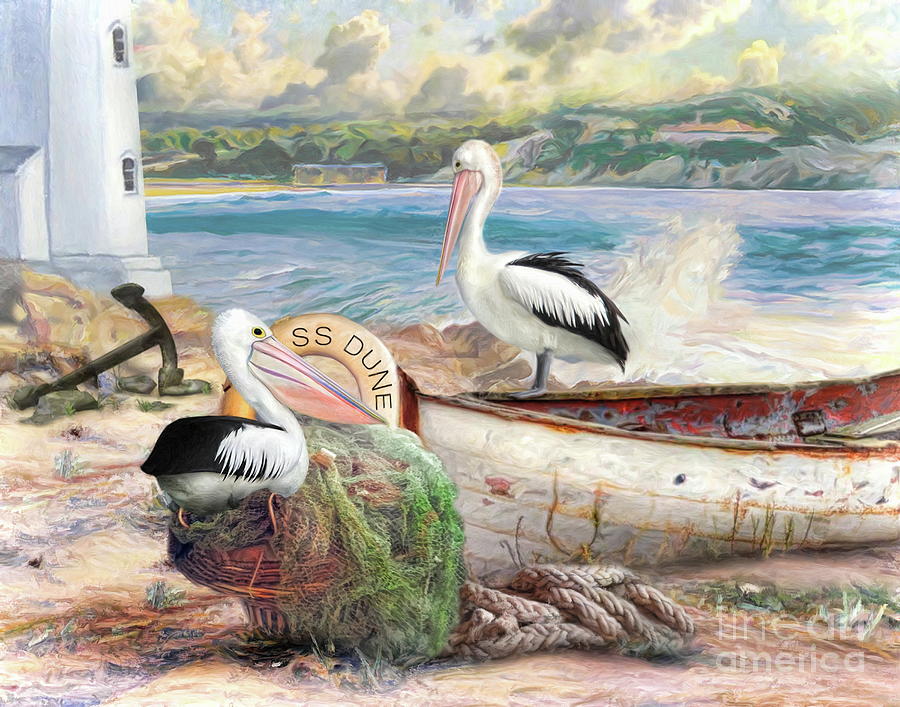 Pelican Digital Art -  Pelican Cove by Trudi Simmonds