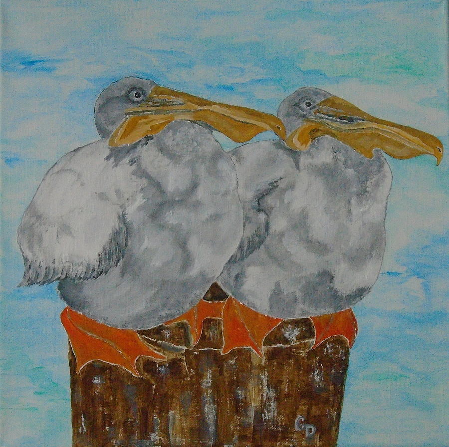 Pelican Diptych II Painting by Georgia Donovan