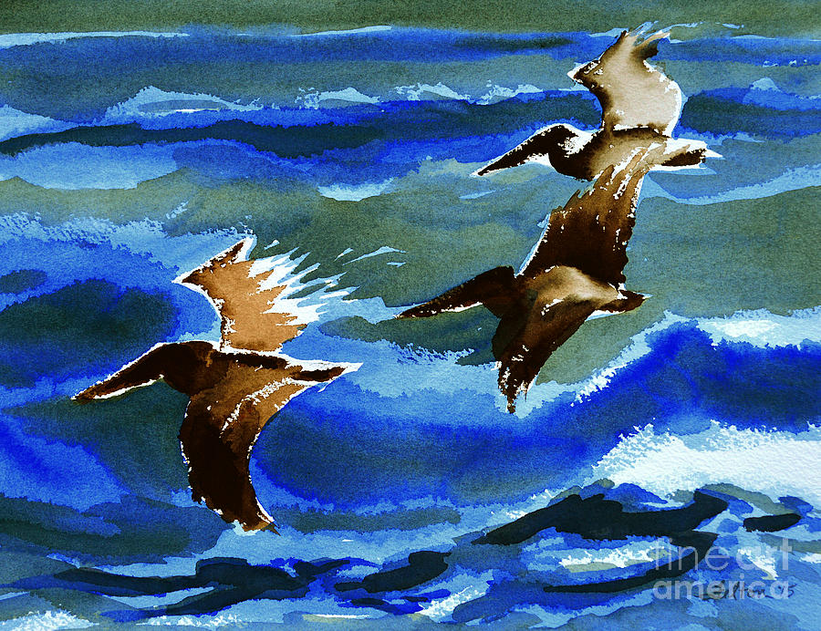 Pelican flight  10-15-15 Painting by Julianne Felton