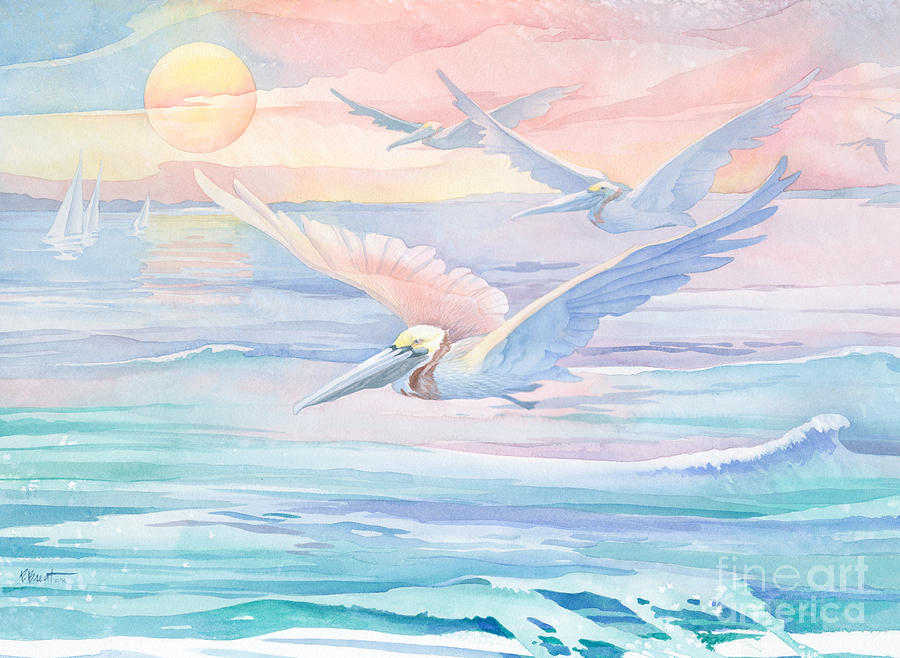Pelican Painting - Pelican Flight by Paul Brent