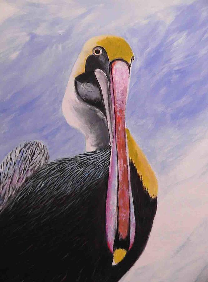 Pelican Head Painting by Anne Marie Brown