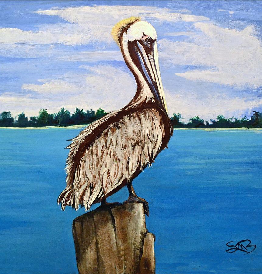 Pelican on Post 2 Painting by Steve M Broussard - Fine Art America