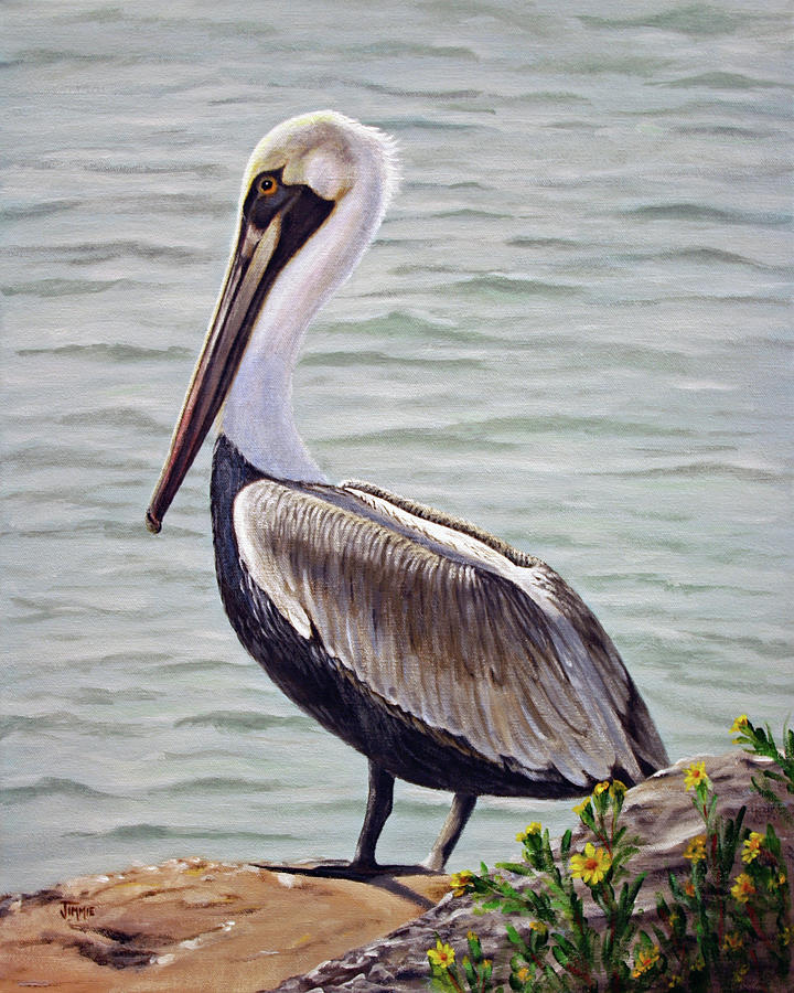Pelican on the Waterway Painting by Jimmie Bartlett