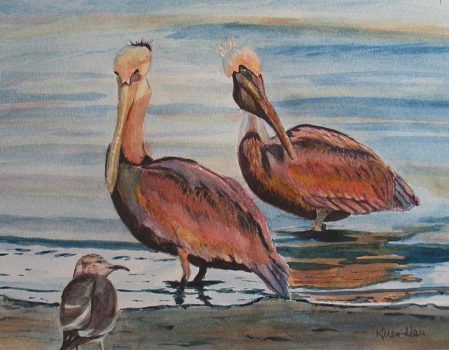 Pelican Party Painting by Karen Ilari