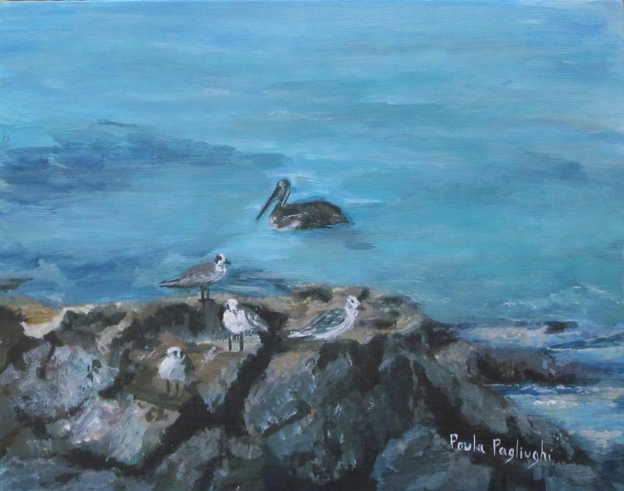 Pelican Patrol Painting by Paula Pagliughi