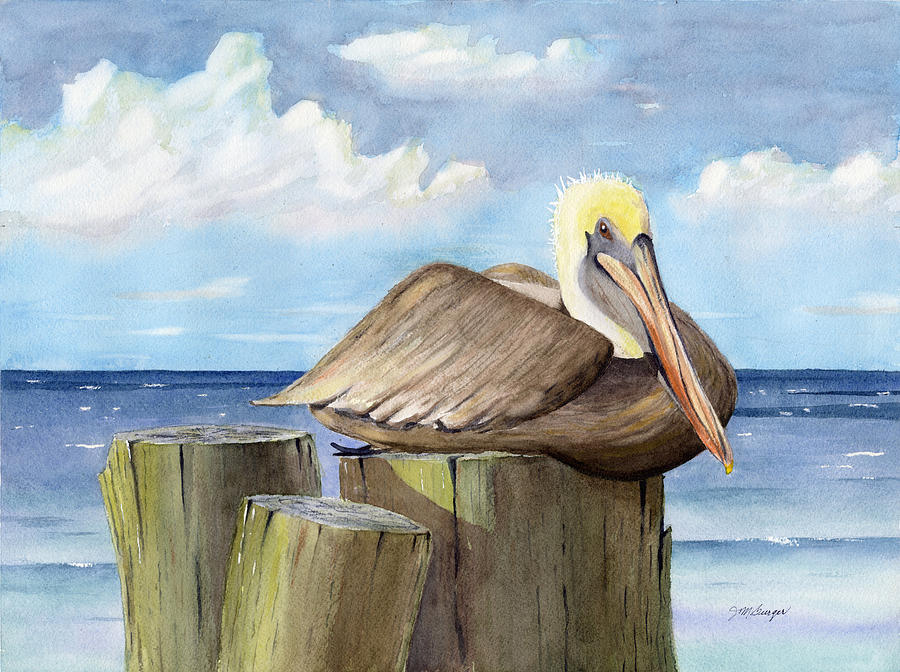 Pelican Perch Painting by Joseph Burger