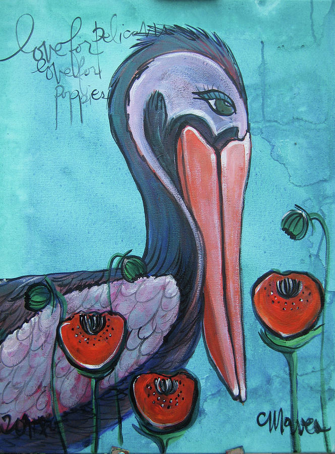 Pelican Poppies 1 Painting by Laurie Maves ART