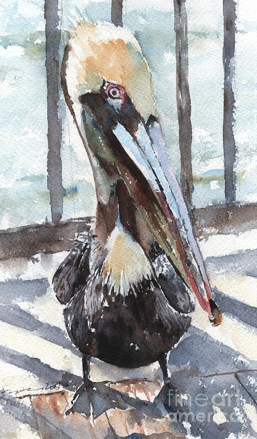 Pelican Pose 4 Painting by Claudia Hafner