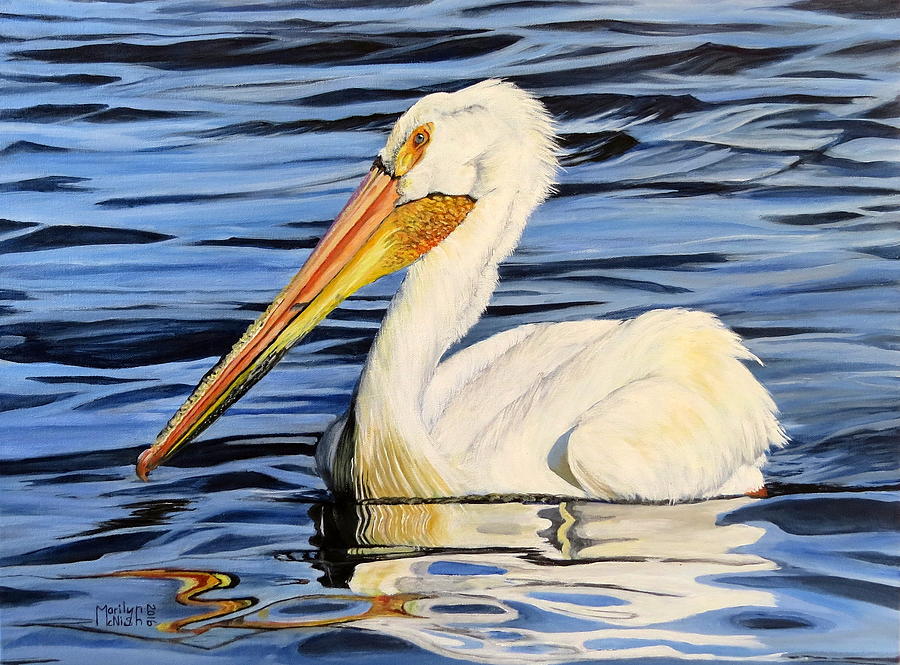Pelican Posing Painting by Marilyn McNish