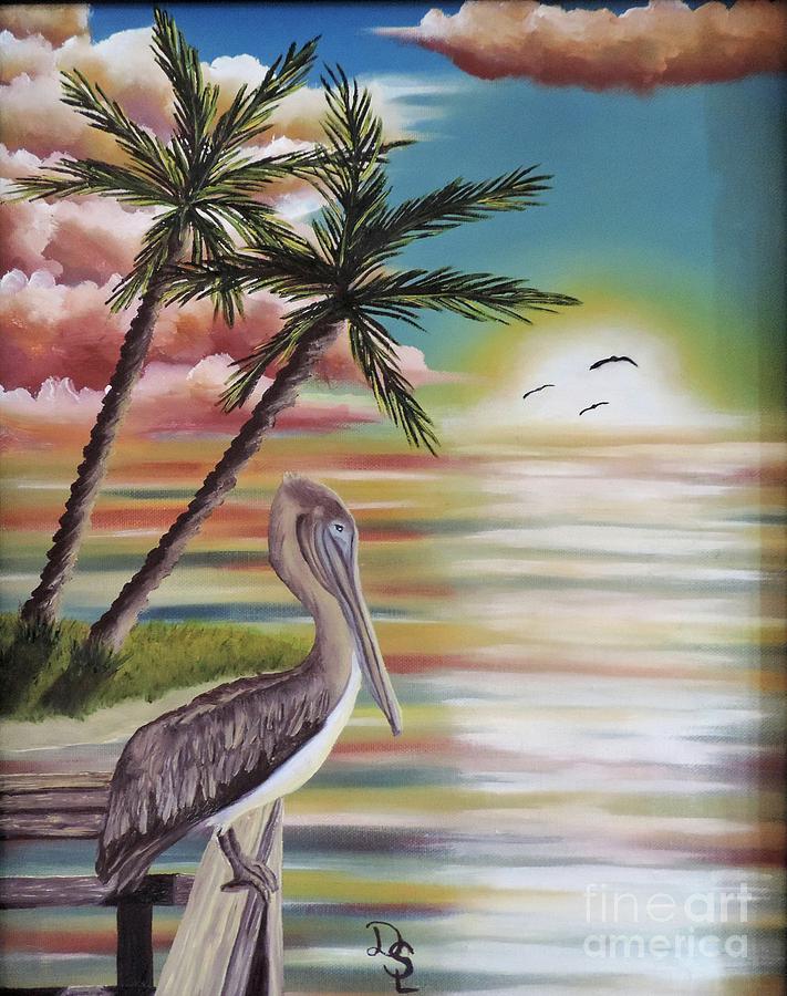 Pelican Sunset Painting