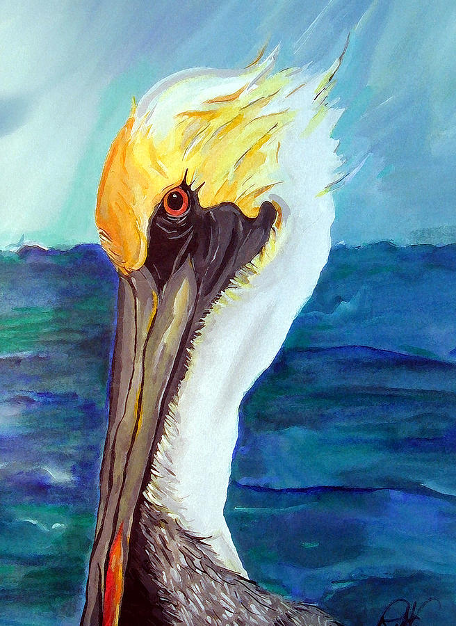 Pelican with Dolphin Painting by Robert R Ferguson | Fine Art America