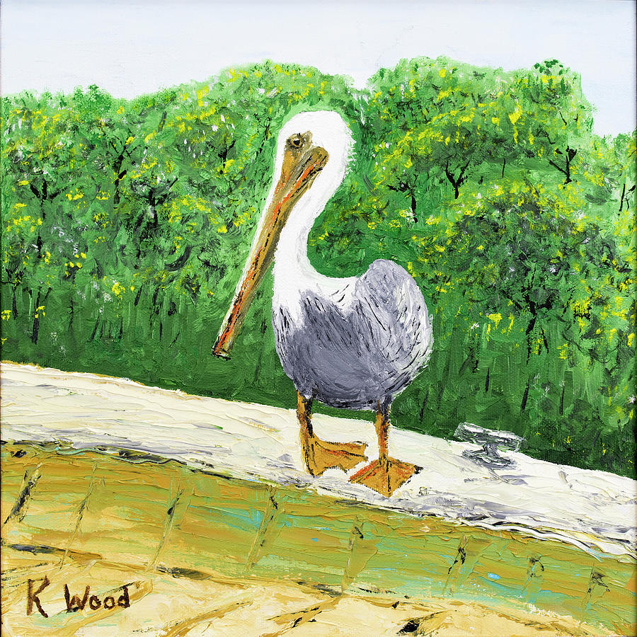 Pelican with grit Painting by Ken Wood