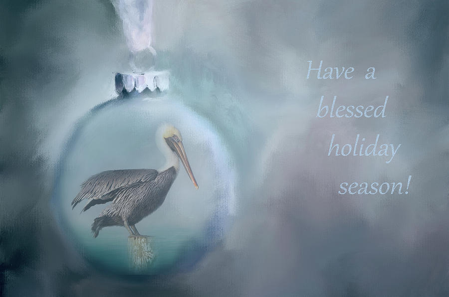 Pelican Xmas card Photograph by Cindy Archbell