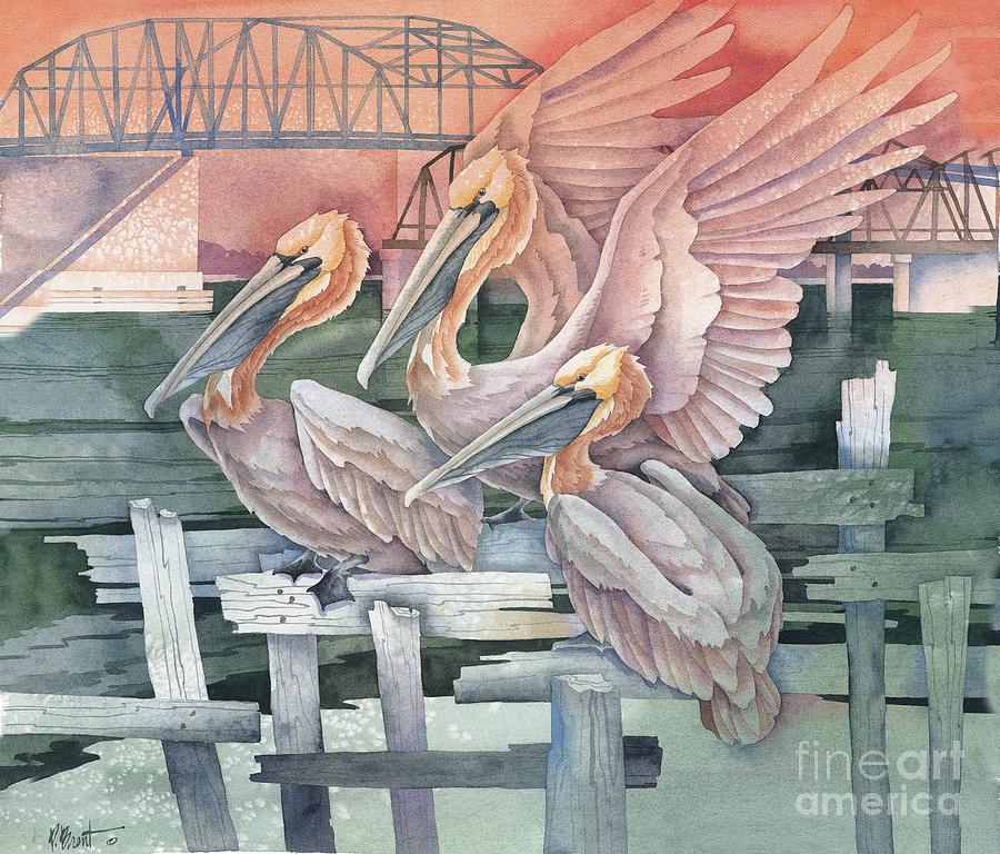 Pelican Painting - Pelicans at Audobon Island by Paul Brent
