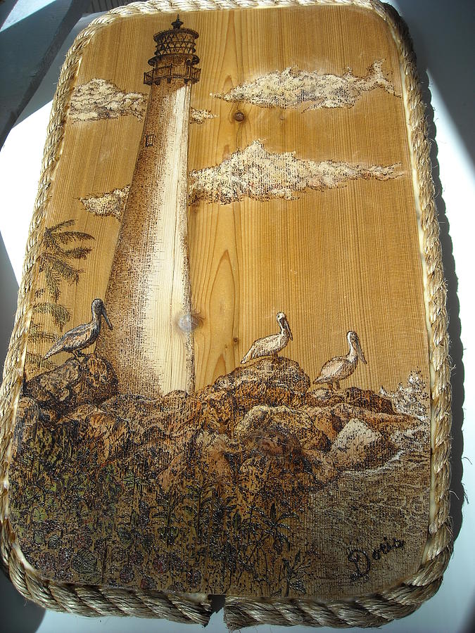 Pelican Pyrography - Pelicans at Key Biscayne by Doris Lindsey