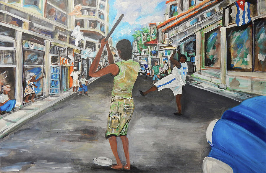 Baseball Painting - Pelota Callejera - Streetball by Jorge Delara Baseball Painting - Pelota Callejera - Streetball by Jorge Delara