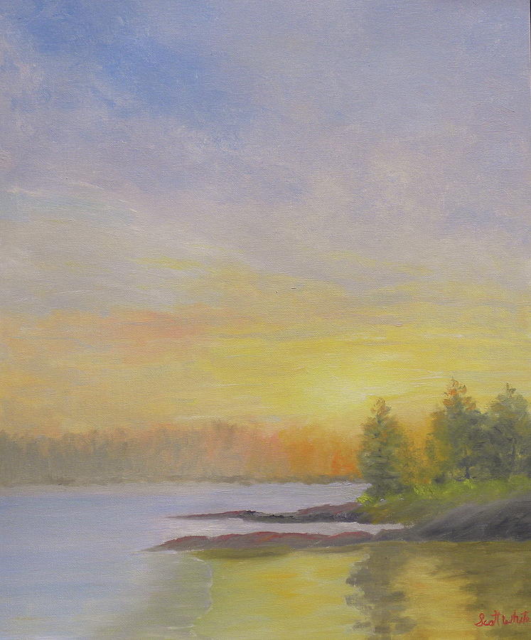 Pemaquid Beach Sunset Painting by Scott W White