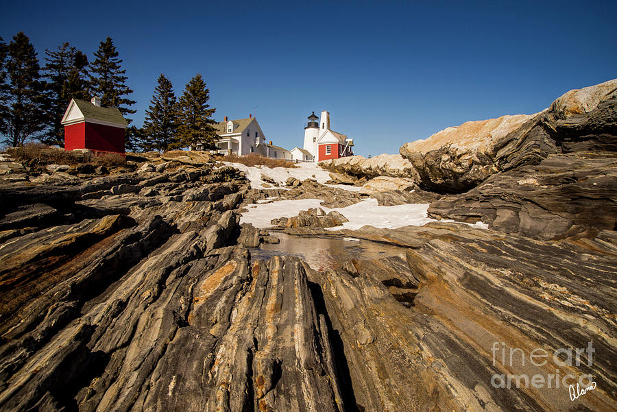Pemaquid Lighthouse And Snow Photograph