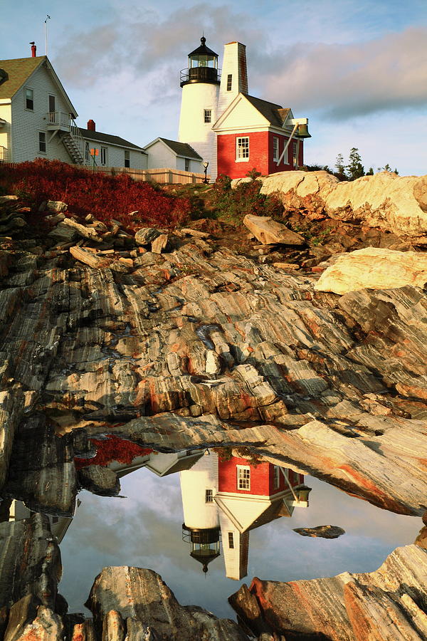 Pemaquid Point Lighthouse and Tidal Pool Reflection Photograph by Roupen Baker