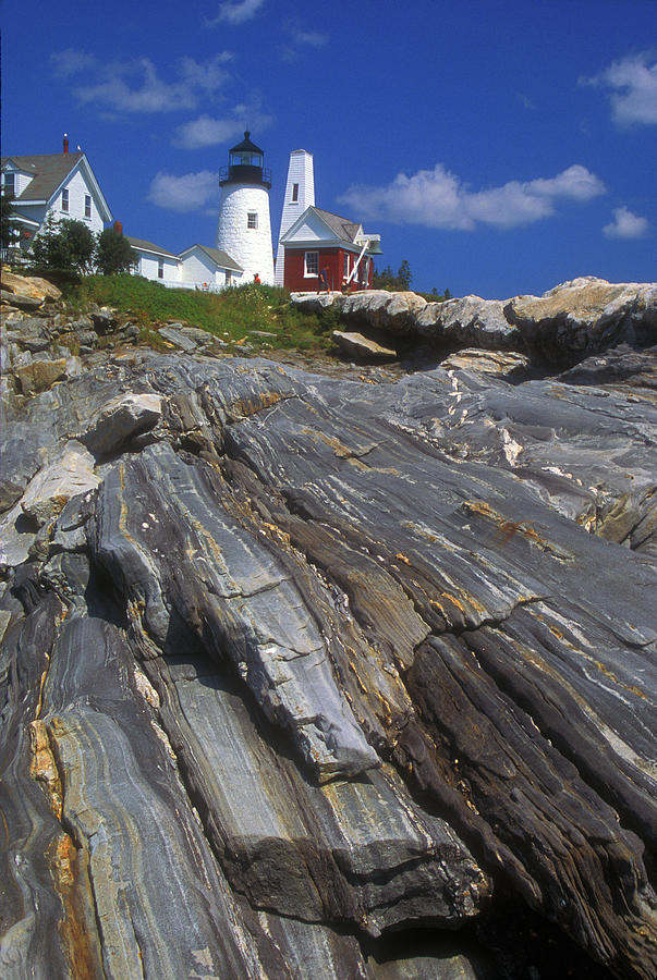 Lighthouse Photograph - Pemaquid Point Lighthouse Cliffs by John Burk